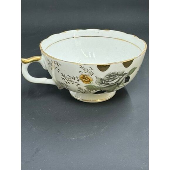 Tea cup and Saucer set grey, black and gold roses - Picture 11 of 16